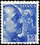 Spain 1940 Franco 45 CTS Blue Edifil 926. España 926. Uploaded by susofe